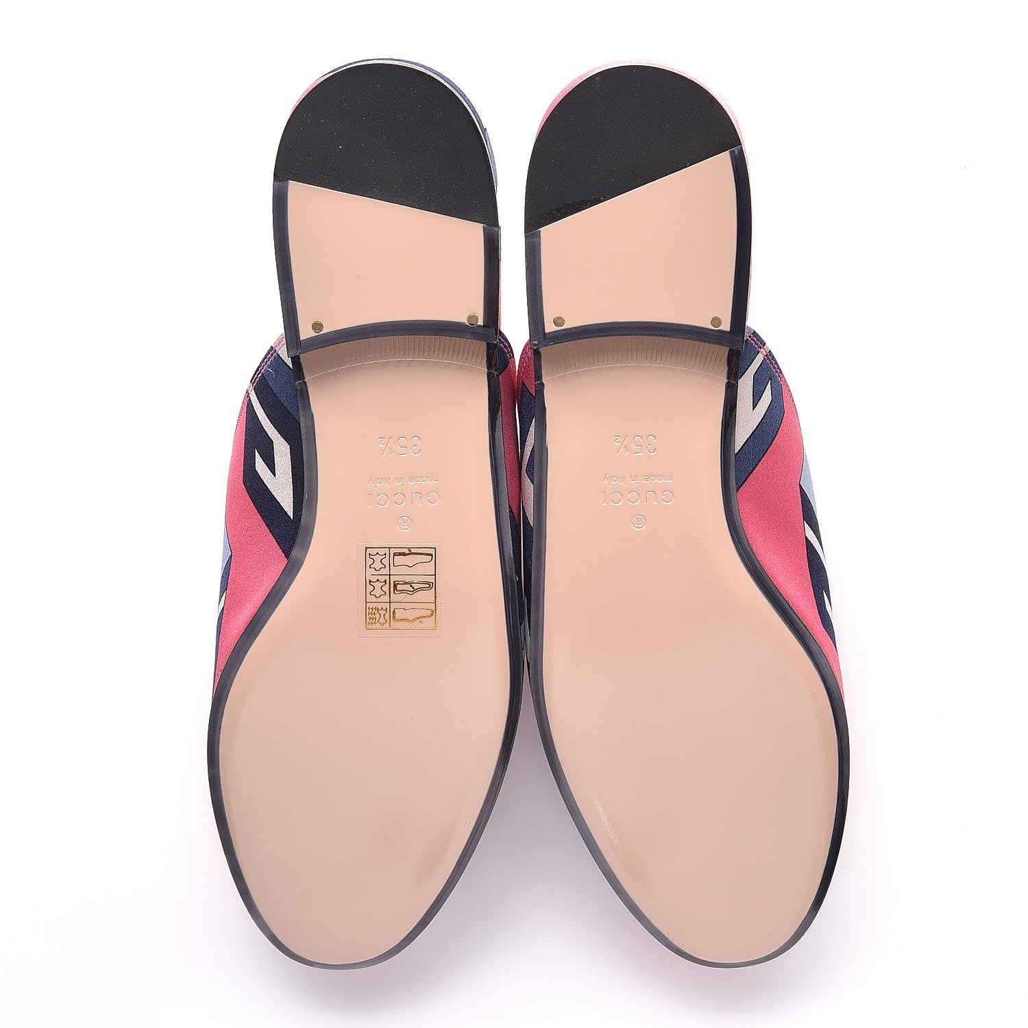 Gucci Satin GG Wallpaper Womens Princetown Slippers 35.5 Pink Flamboyant Blue Black 5 of 9