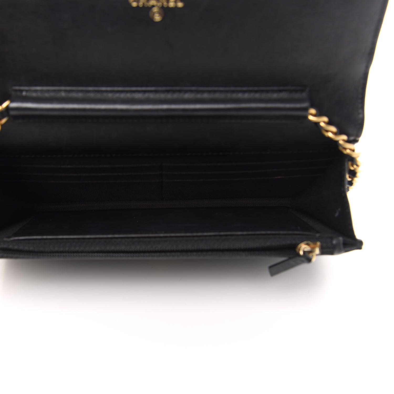 Chanel Crumpled Calfskin Chevron Quilted Wallet On Chain WOC Black 5 of 13
