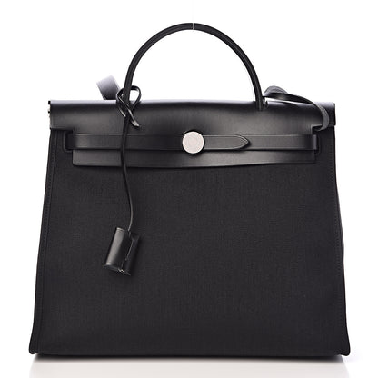 Hermes Military Toile Vache Hunter Herbag Zip PM 31 Black 3 of 13