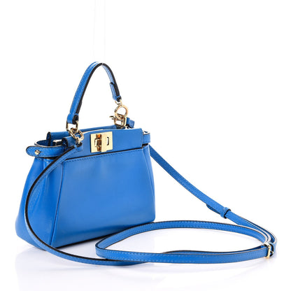 Fendi Shiny Nappa Micro Peekaboo Iconic Satchel Blue Royal 3 of 8