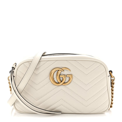 Gucci Calfskin Matelasse Small GG Marmont Chain Shoulder Bag White 1 of 10