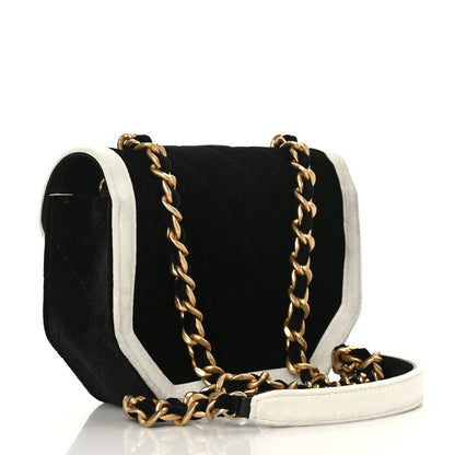 Chanel Velvet Quilted Mini Place Vendome Flap Black White 3 of 10