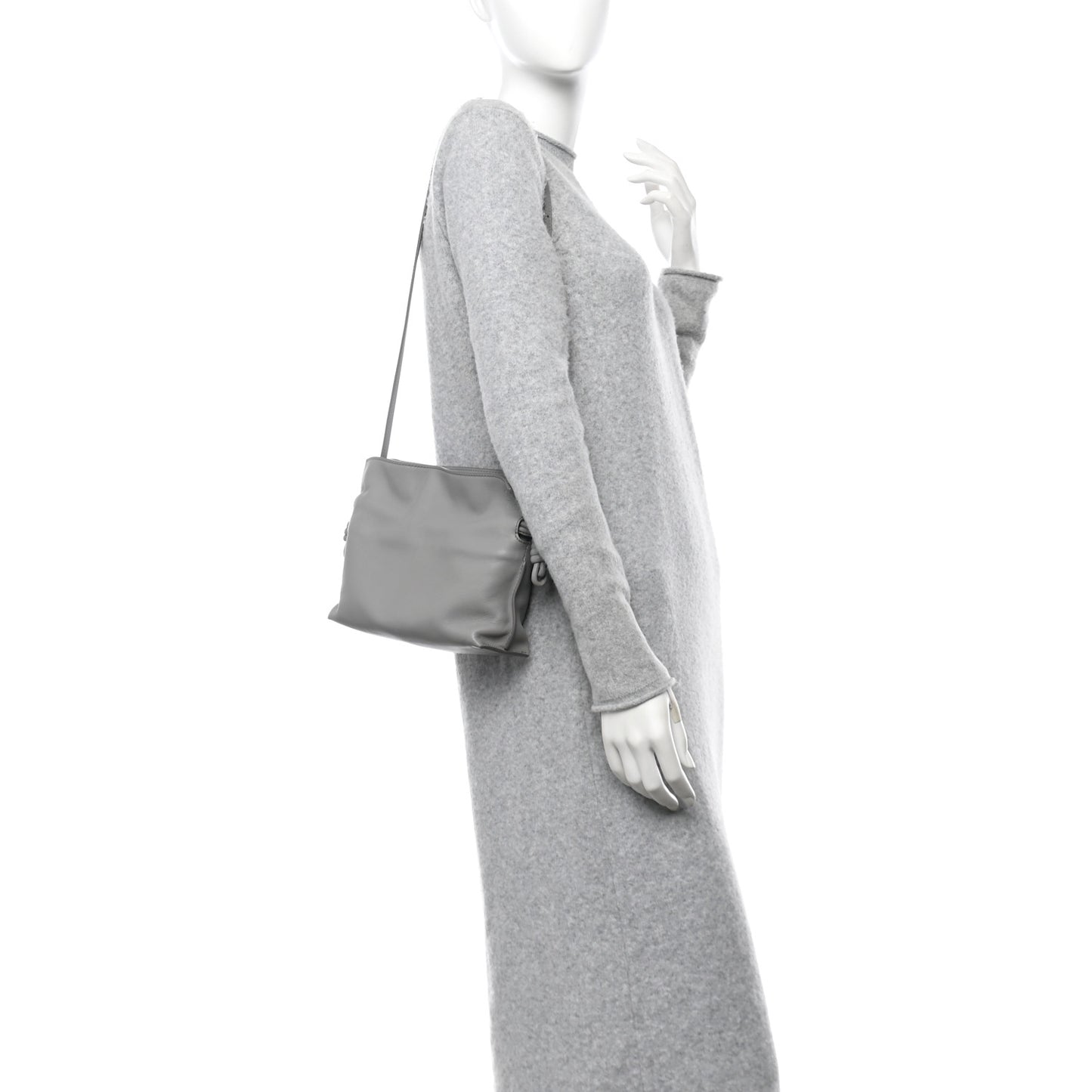 Calfskin Mini Flamenco Knot Clutch Pearl Grey
