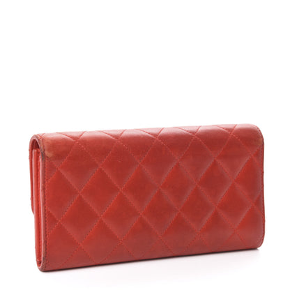 Chanel Lambskin Quilted Large Flap Wallet Red 3 of 15