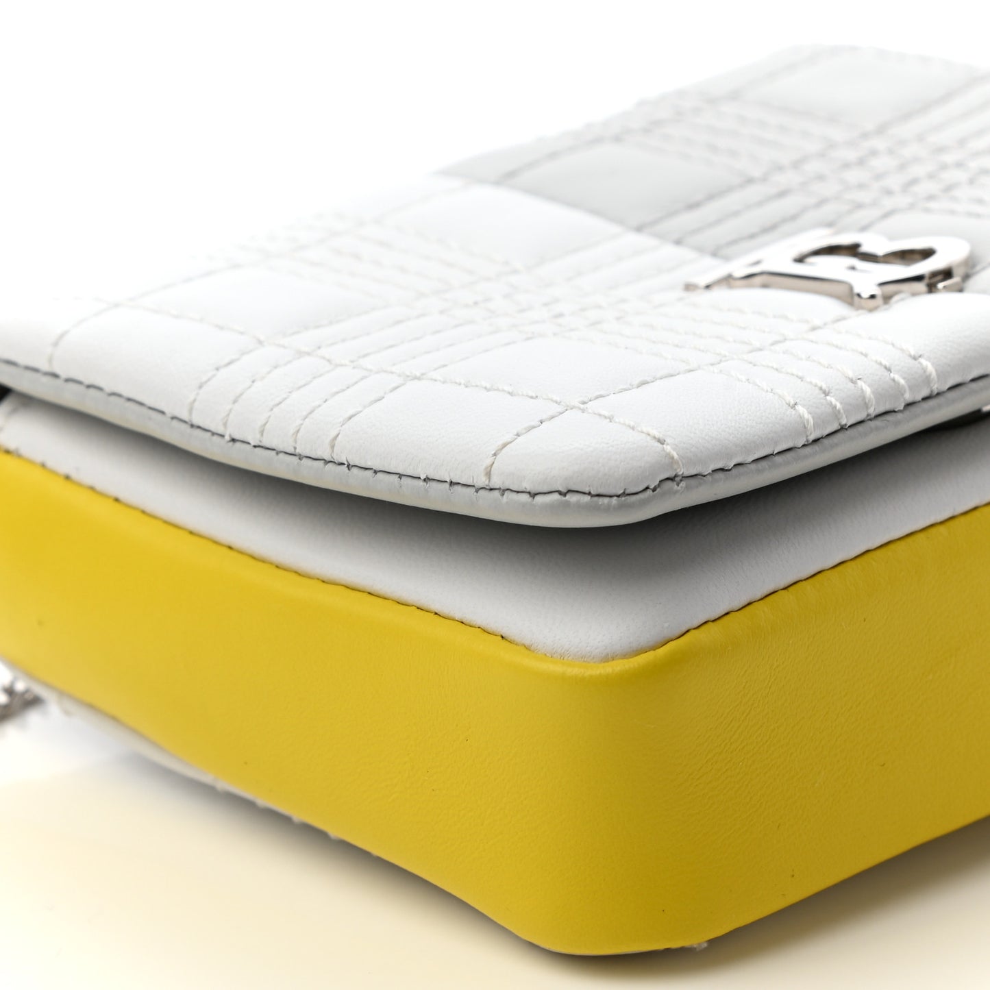 Lambskin Quilted Mini Lola Bag White Grey Yellow