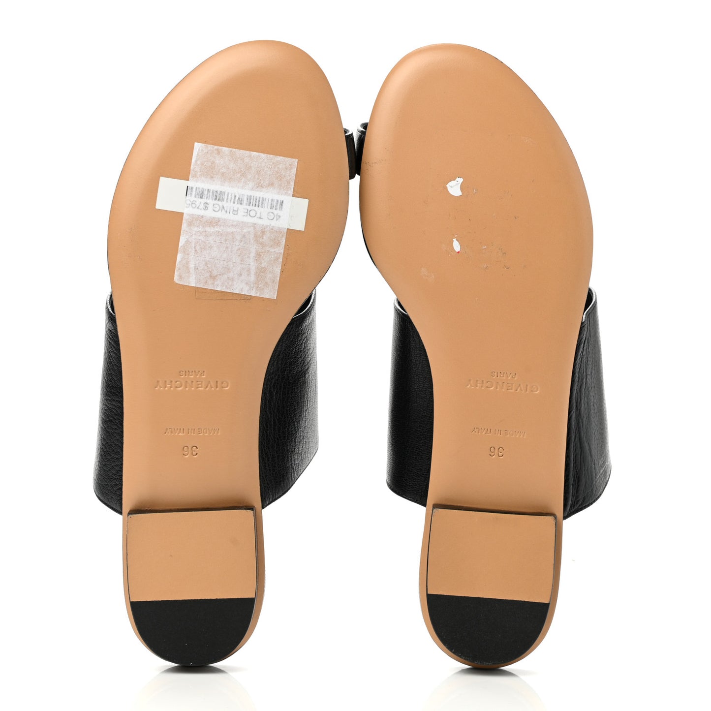 Goatskin 4G Flat Toe Ring Sandals 36 Black