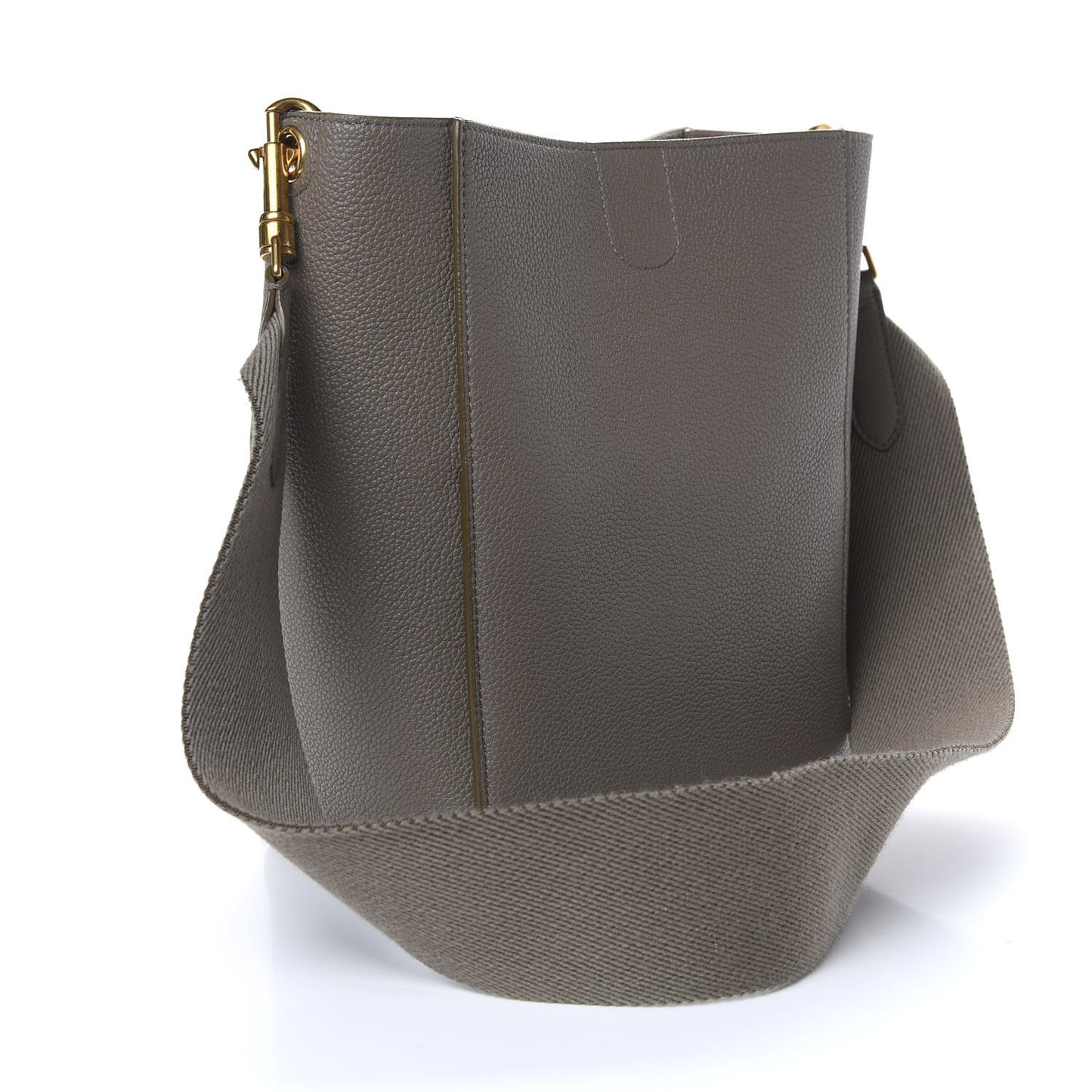 Soft Grained Calfskin Small Sangle Bucket Bag Taupe