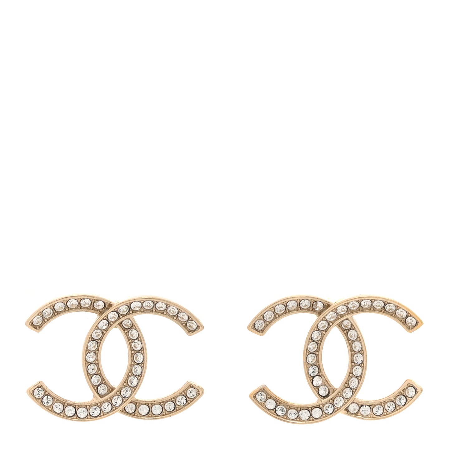 Crystal Large CC Earrings Gold