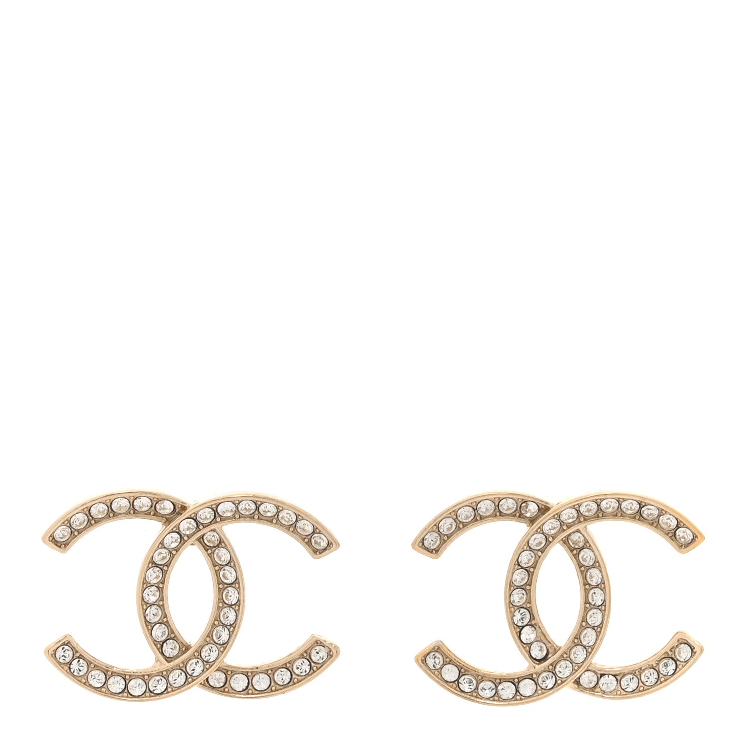 Chanel Crystal Large CC Earrings Gold 1 of 5