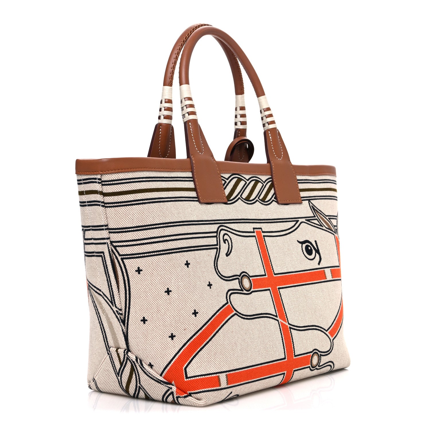 Hermes H Plume Canvas Swift Printed Quadrige au Fil Steeple 25 Bag Gris Beige Ecru Beige Gold 2 of 9