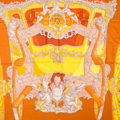 Hermes Cashmere Silk Grand Carrosse Shawl 140 Caramel Jaune Potiron 1 of 5