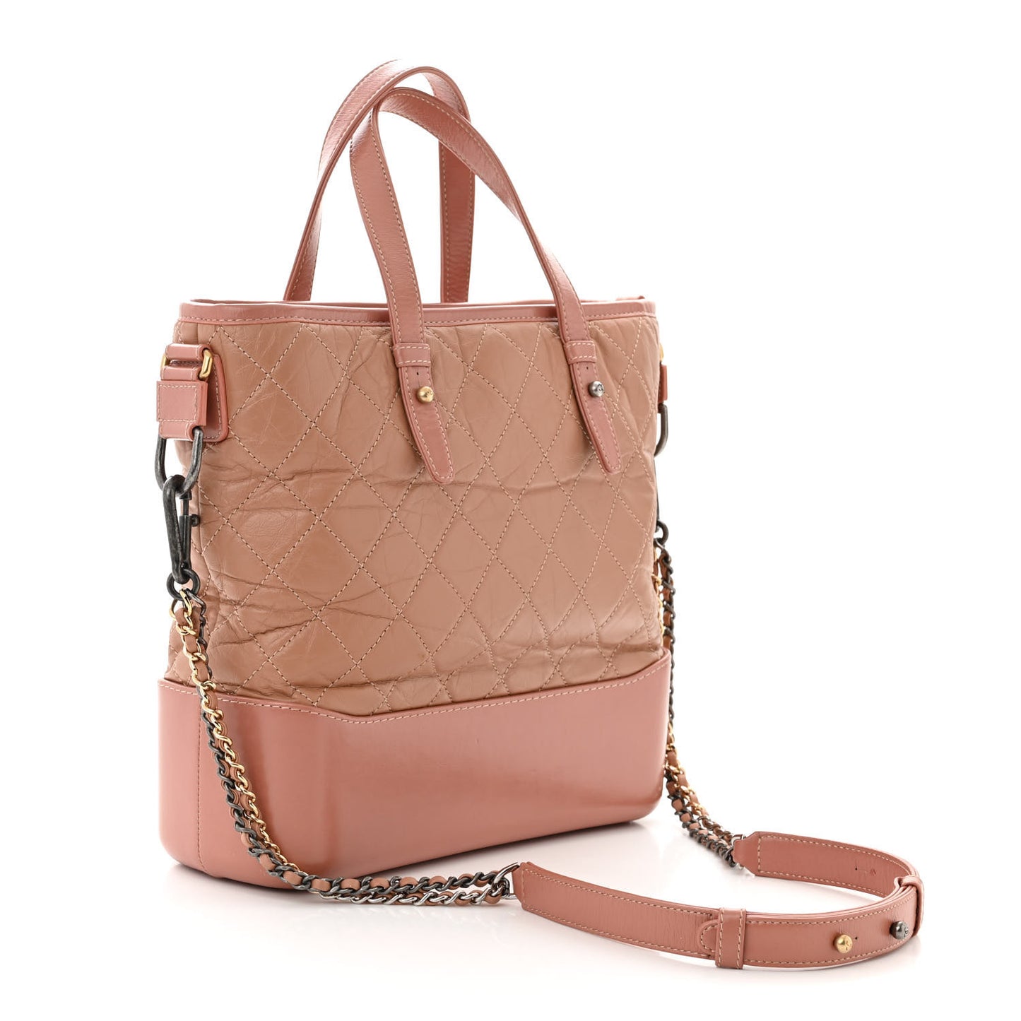 Aged Calfskin Quilted Medium Gabrielle Shopping Tote Pink