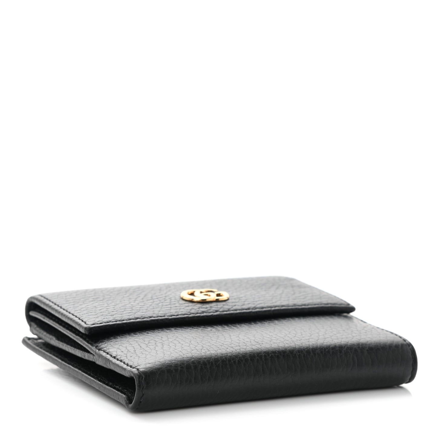 Dollar Calfskin Double G French Flap Wallet Black