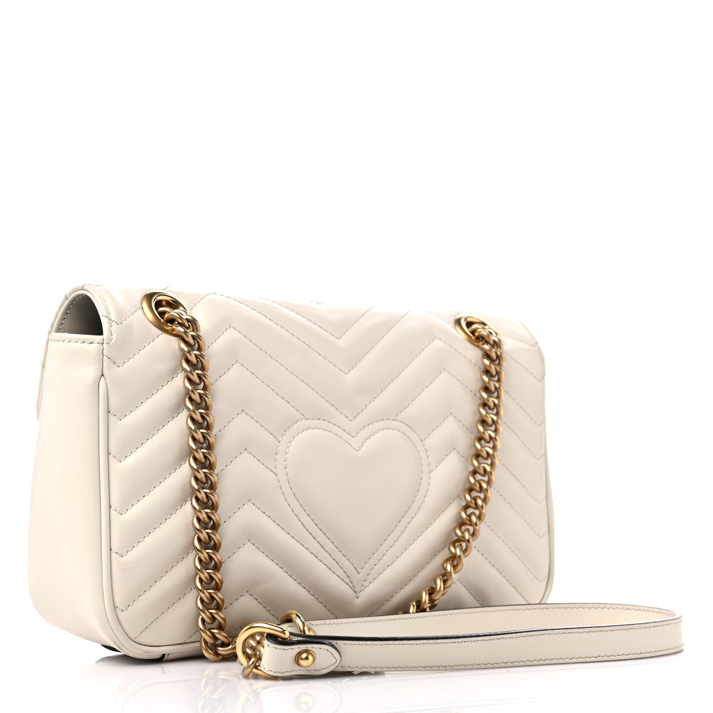 Calfskin Matelasse Small GG Marmont Shoulder Bag White