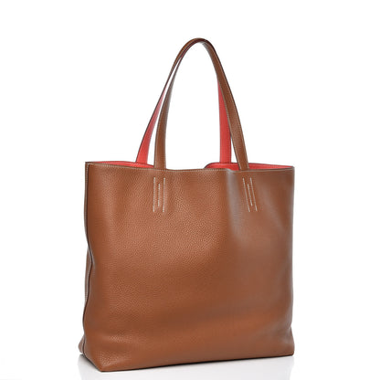 Hermes Taurillon Clemence Double Sens 45 Reversible Tote Gold Rose Jaipur 5 of 15