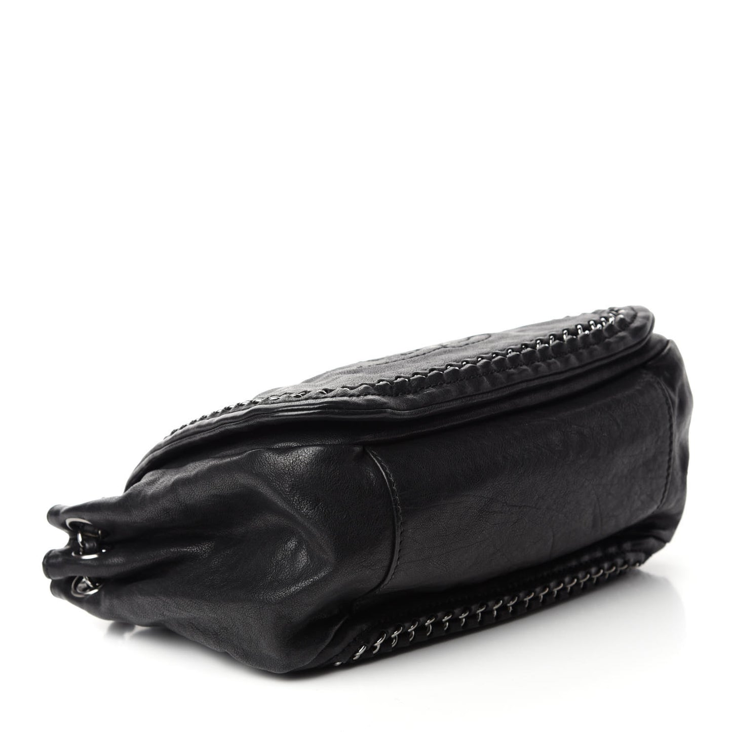 Metallic Goatskin Luxe Ligne Flap Black