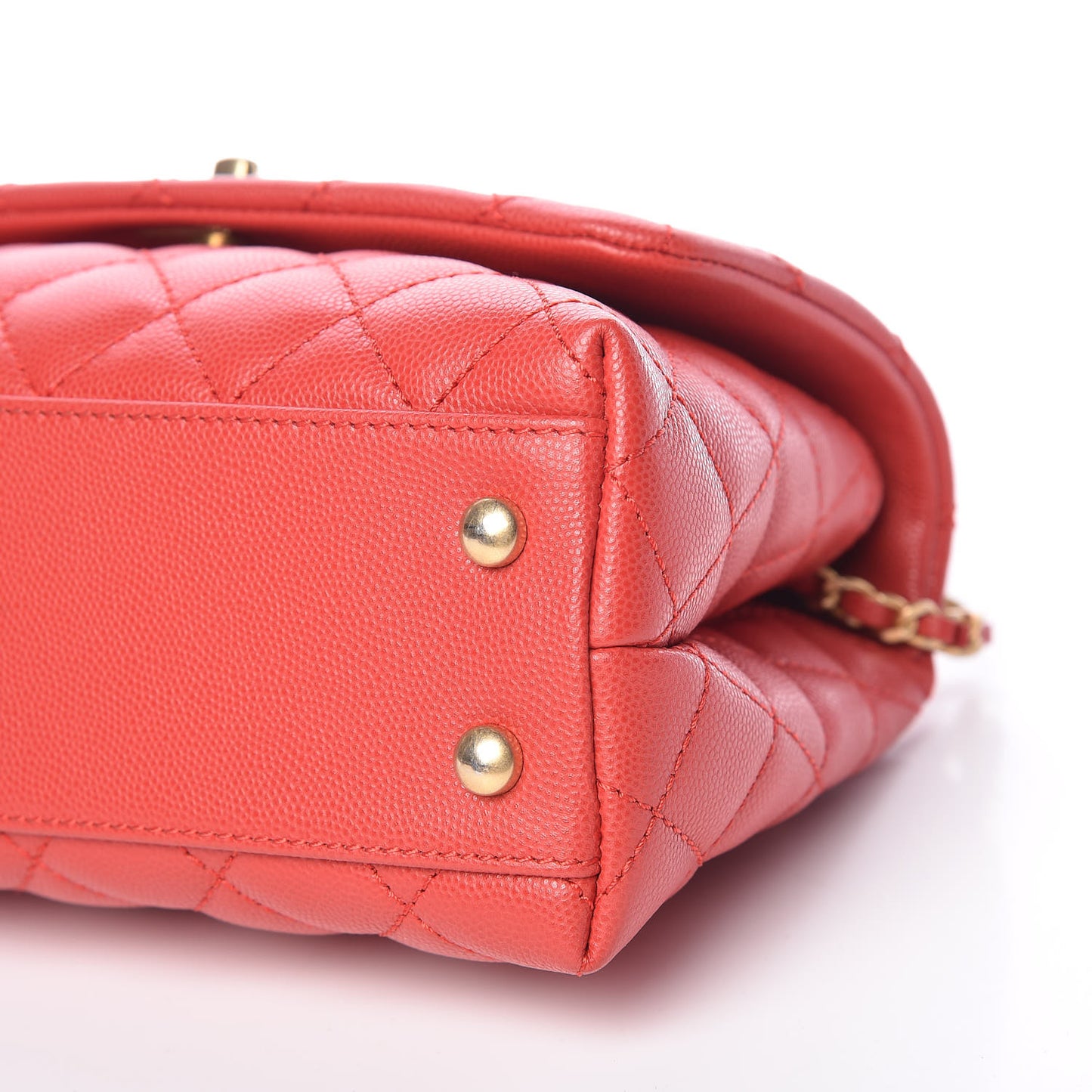 Caviar Quilted Mini Coco Handle Flap Red