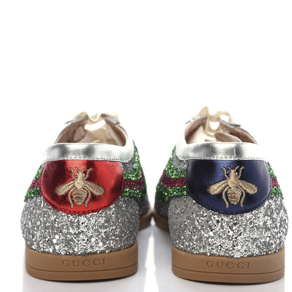 Gucci Glitter Fabric Web Mens Falacer Sneakers 9 Silver 5 of 12