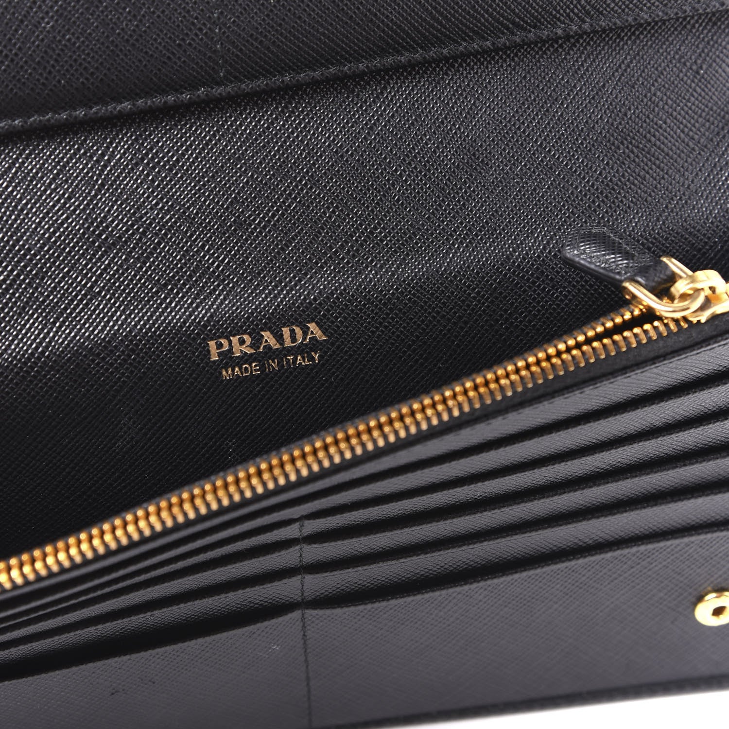 Prada Saffiano Metal Large Zip Around Wallet Black 7 of 9