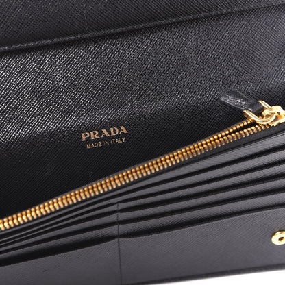 Prada Saffiano Metal Large Zip Around Wallet Black 7 of 9