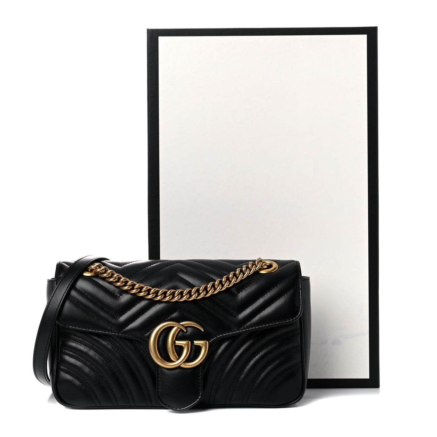Calfskin Matelasse Small GG Marmont Shoulder Bag Black