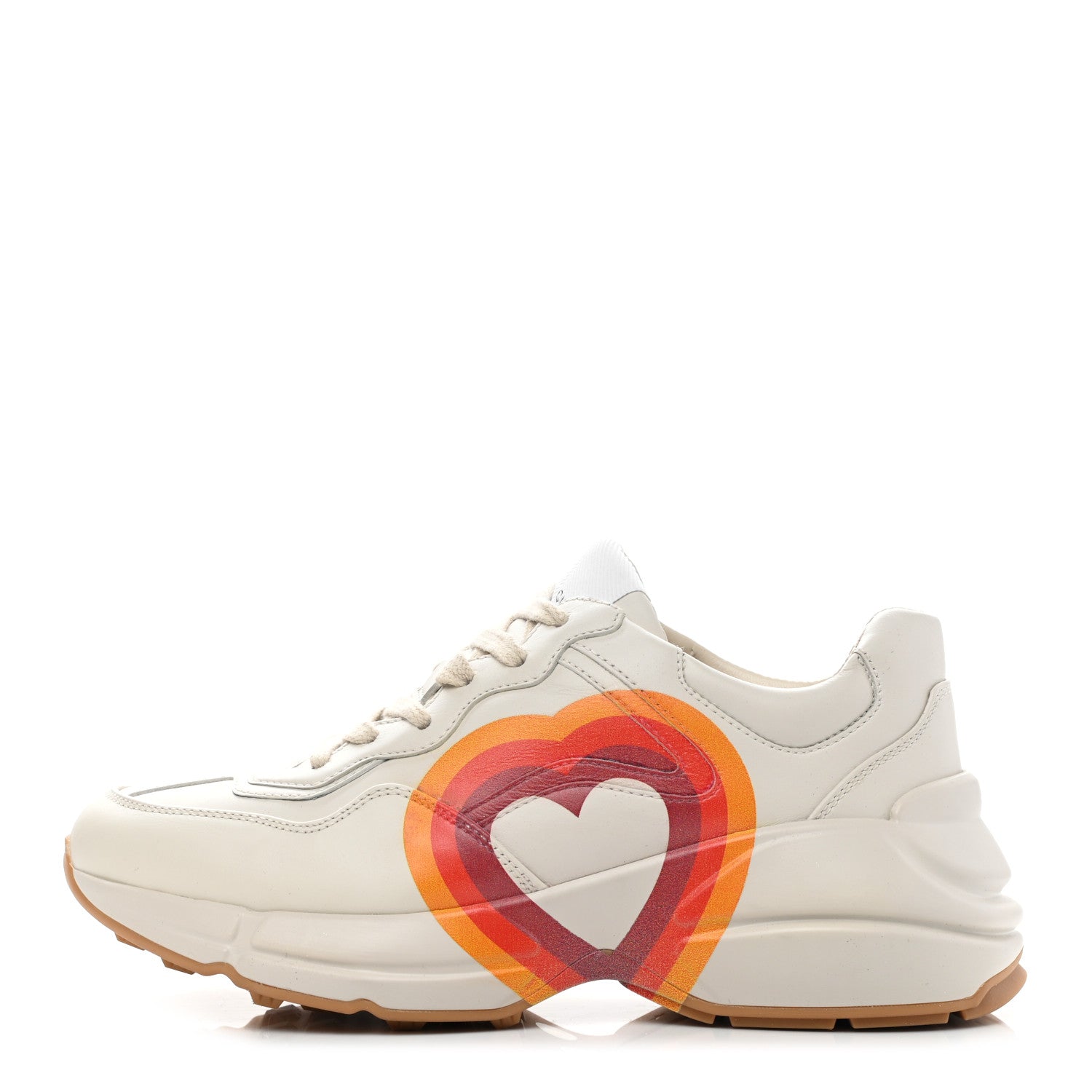 Gucci Calfskin Interlocking G Heart Rhyton Sneakers 35 Mystic White 1 of 9