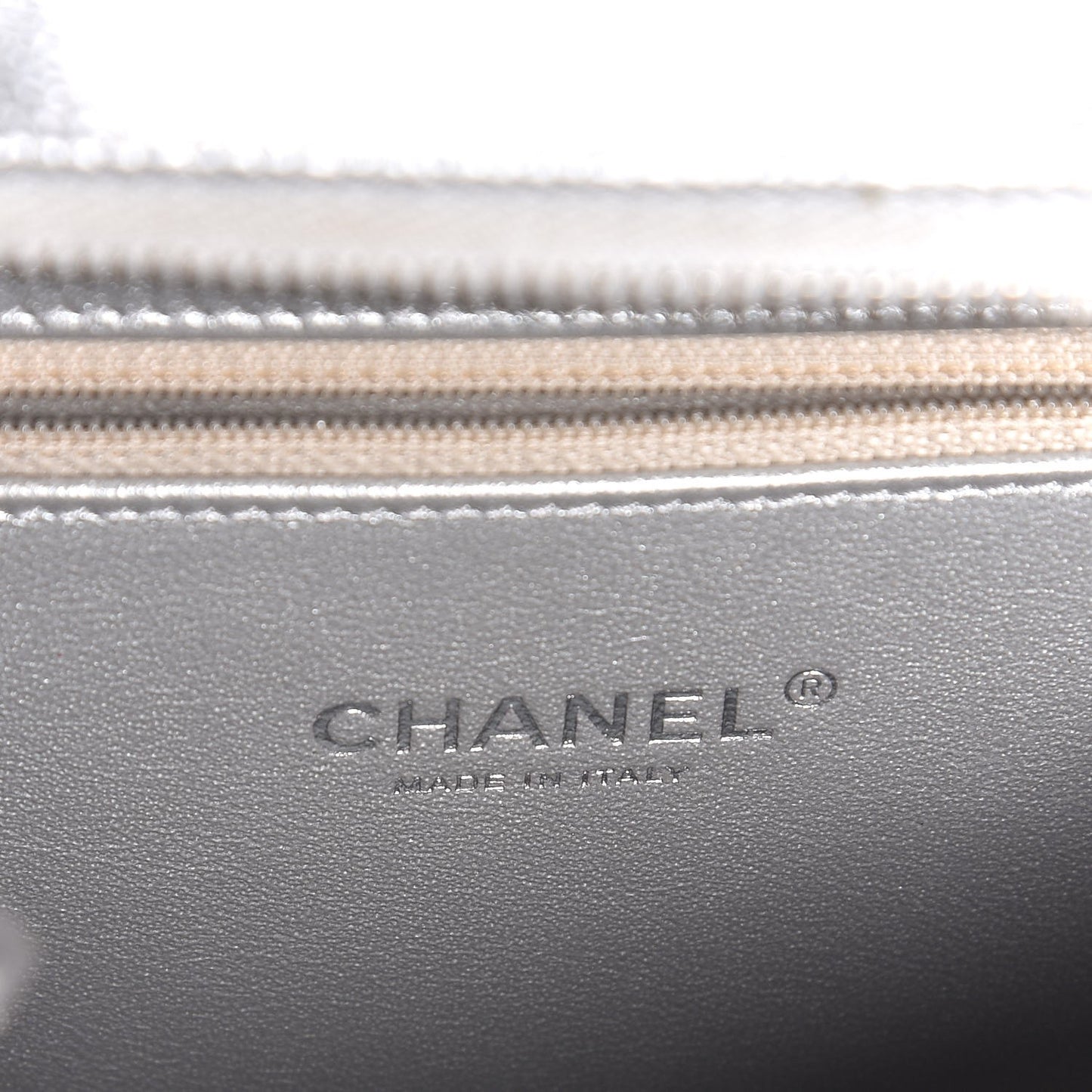 Metallic Caviar Quilted Medium CC Filigree Vanity Case Silver
