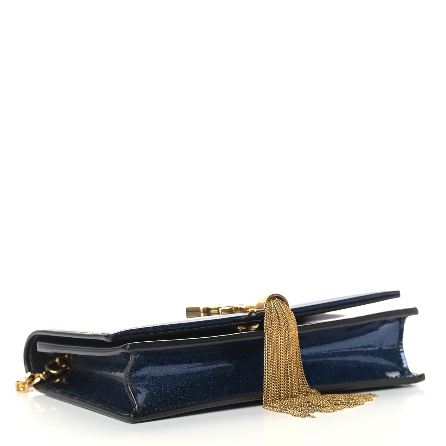 Glitter Classic Monogram Kate Tassel Chain Wallet Cobalt