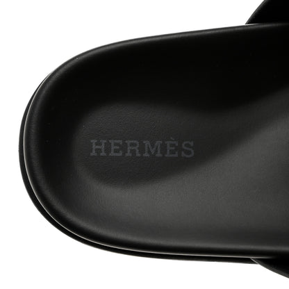 Hermes Calfskin Womens Chypre Sandals 37 Black 6 of 9