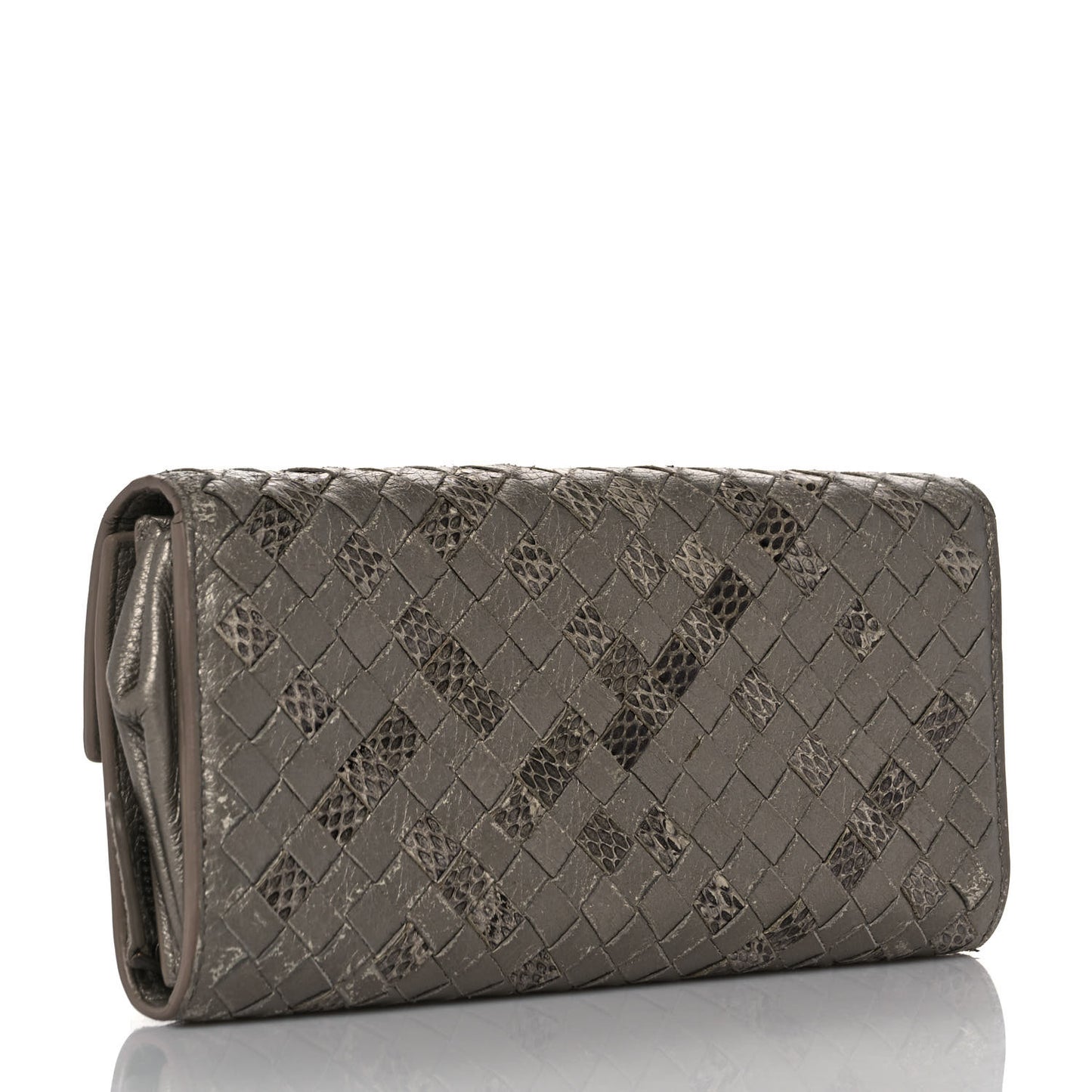 Metallic Nappa Intrecciato Ayers Continental Wallet Petale