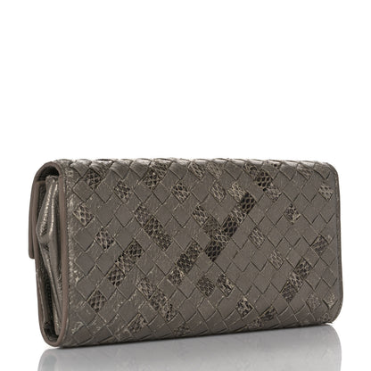 Bottega Veneta Metallic Nappa Intrecciato Ayers Continental Wallet Petale 3 of 9