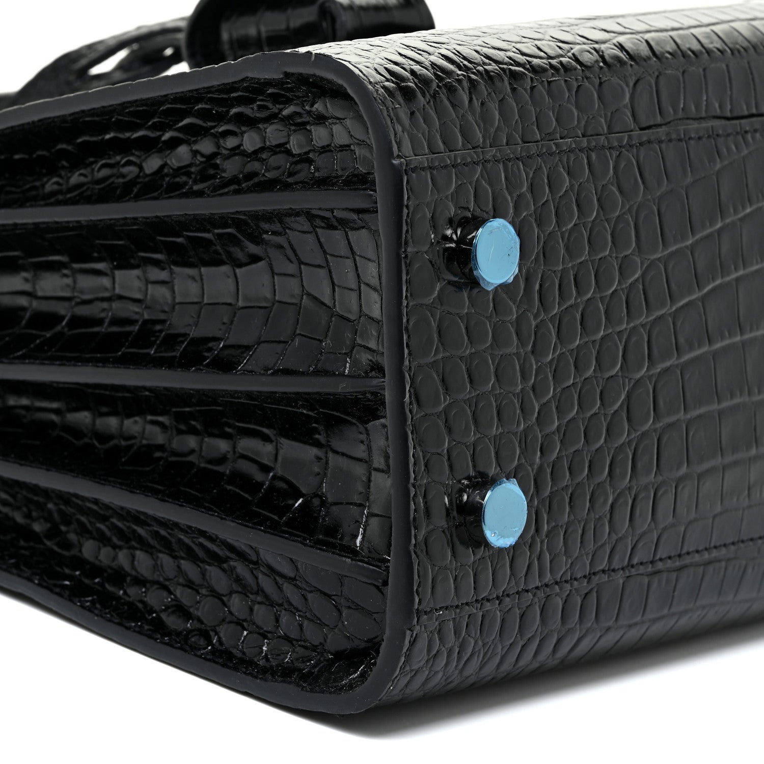 Saint Laurent Calfskin Crocodile Embossed Baby Sac De Jour Black 8 of 9