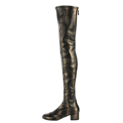 Chanel Metallic Lambskin Over the Knee Boots 36 Dark Grey 1 of 7