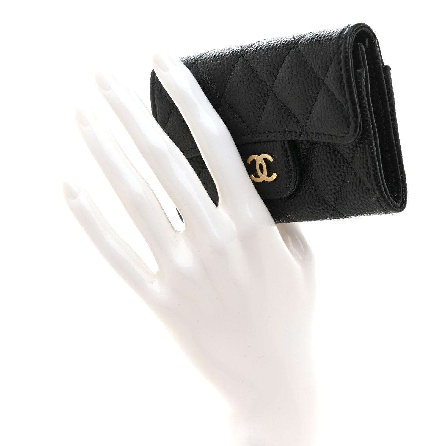 Chanel Caviar Quilted Flap Card Holder Wallet Black 2 of 9