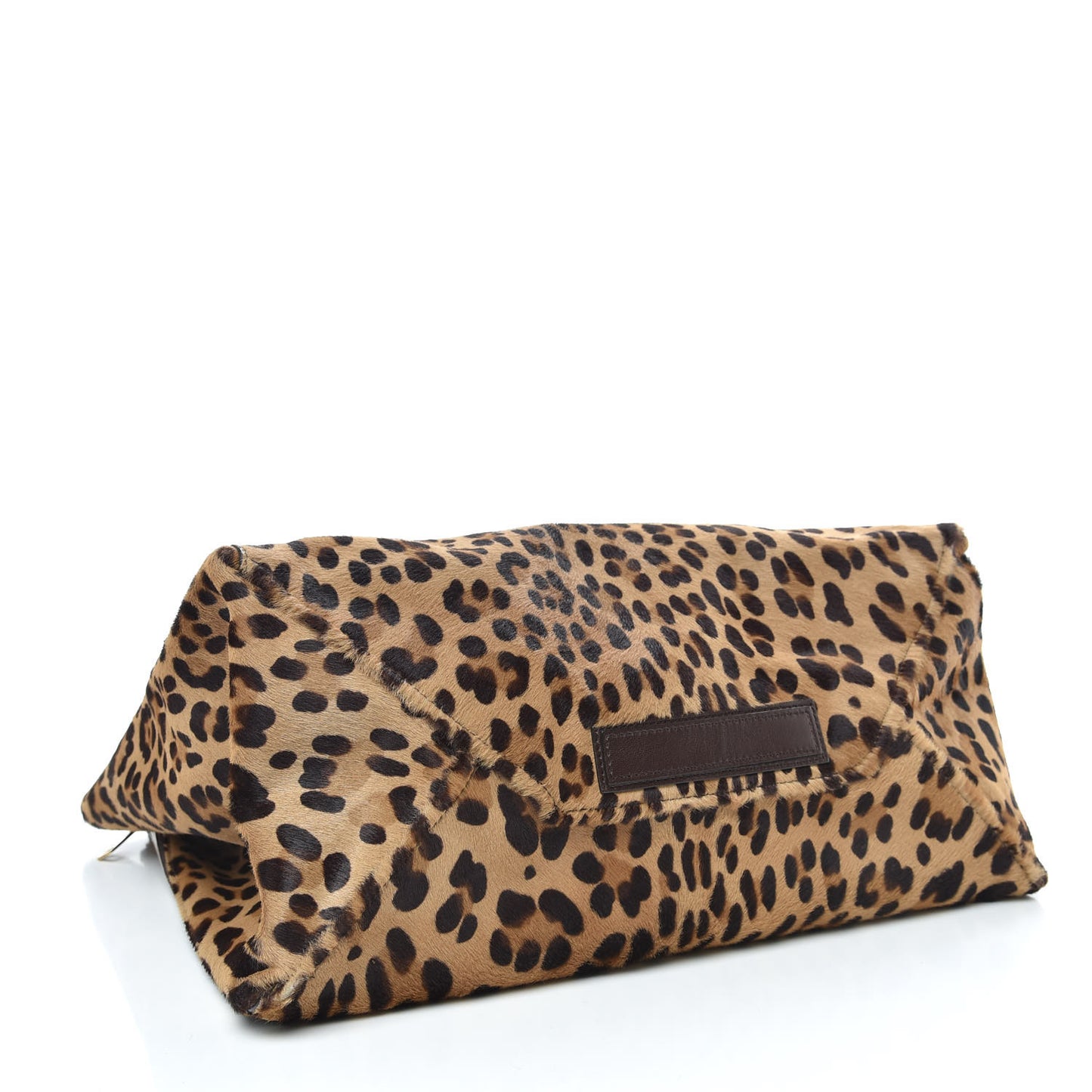 Calf Hair Leopard Print Zip Gusset Cabas