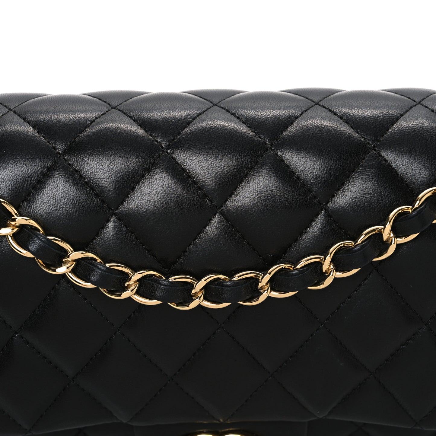 Lambskin Quilted Medium Double Flap Black