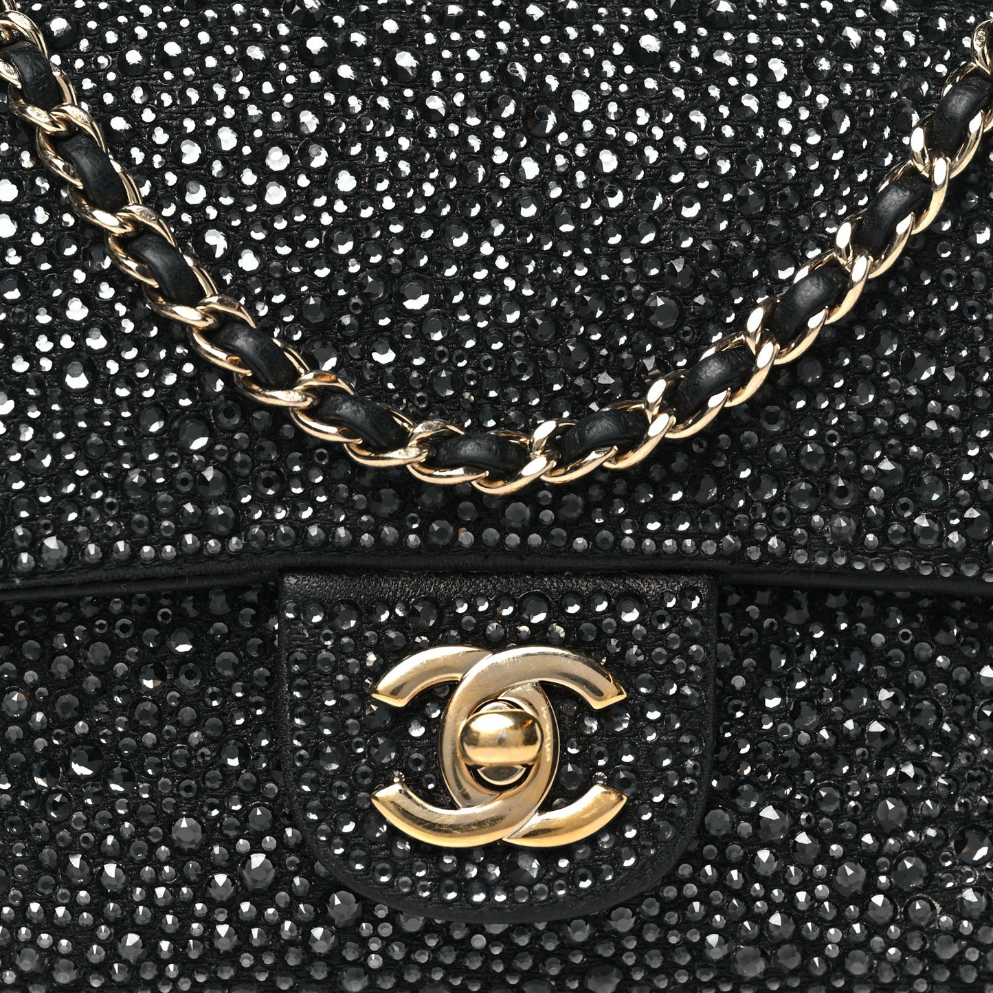 Lambskin Crystal Diamante Small Flap Black