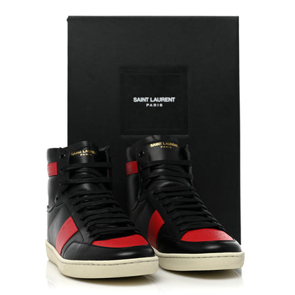 Saint Laurent Calfskin Court Classic SL/10H High Top Sneakers 40 Black Red 10 of 10