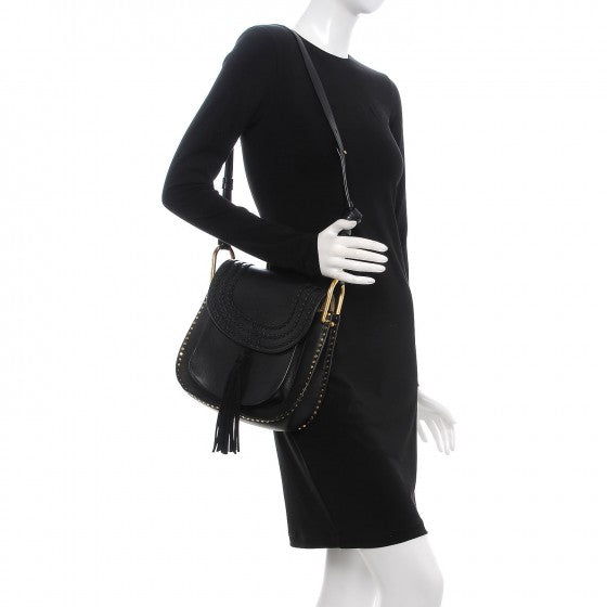 Chloe Calfskin Braided Medium Hudson Shoulder Bag Black 2 of 8