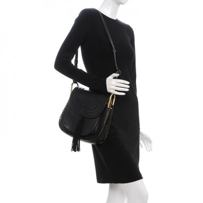 Chloe Calfskin Braided Medium Hudson Shoulder Bag Black 2 of 8
