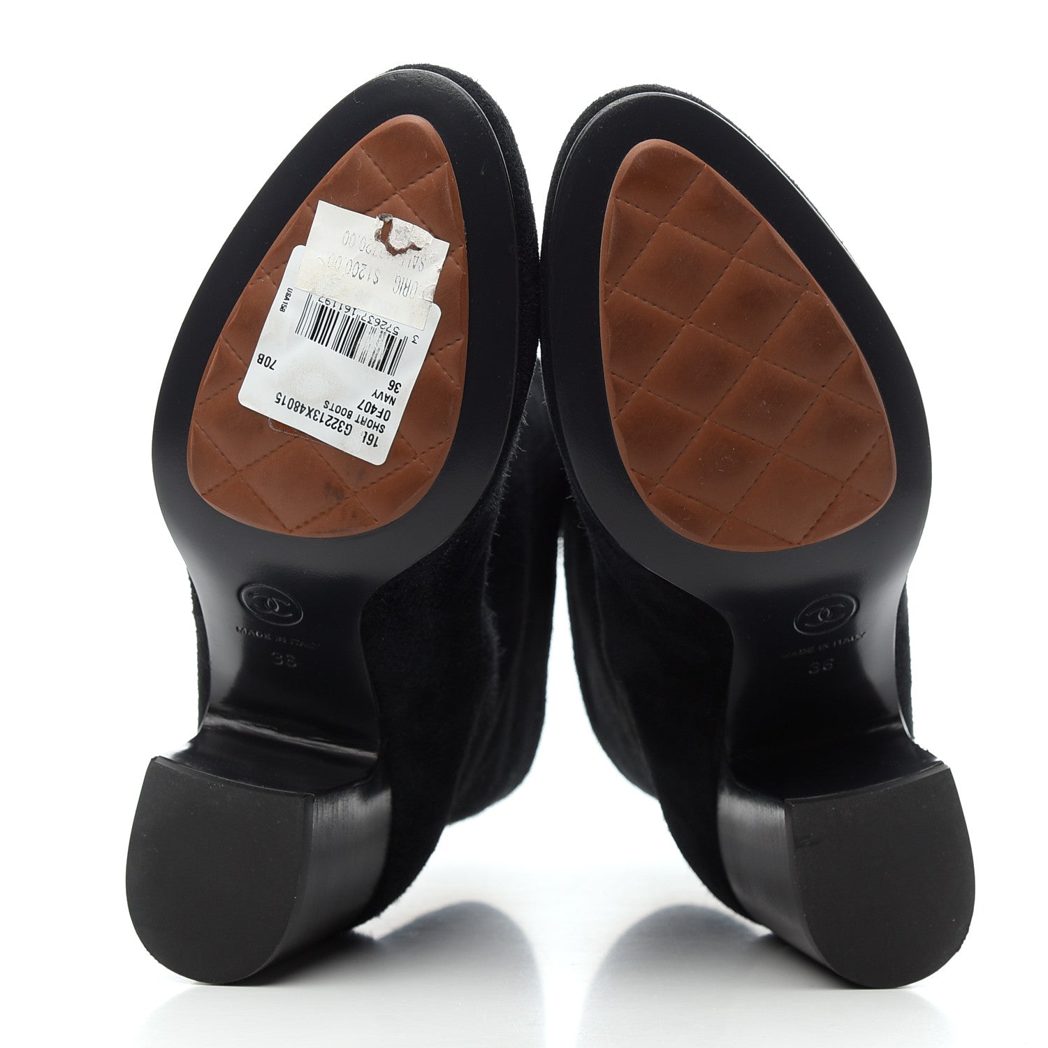 Chanel Suede Calfskin CC Short Boots 36 Navy 5 of 8