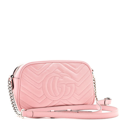 Gucci Calfskin Matelasse Small GG Marmont Chain Shoulder Bag Wild Rose 3 of 11