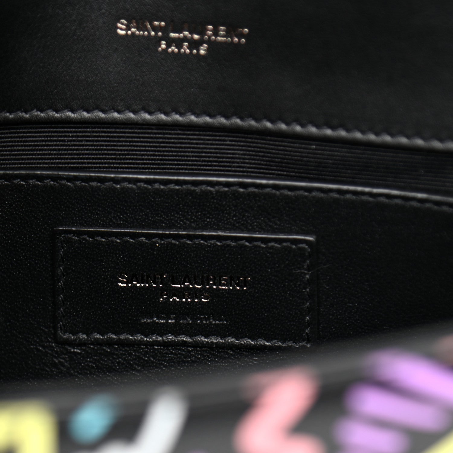 Saint Laurent Grain De Poudre Small Monogram Graphic Print Kate Satchel Black 7 of 10