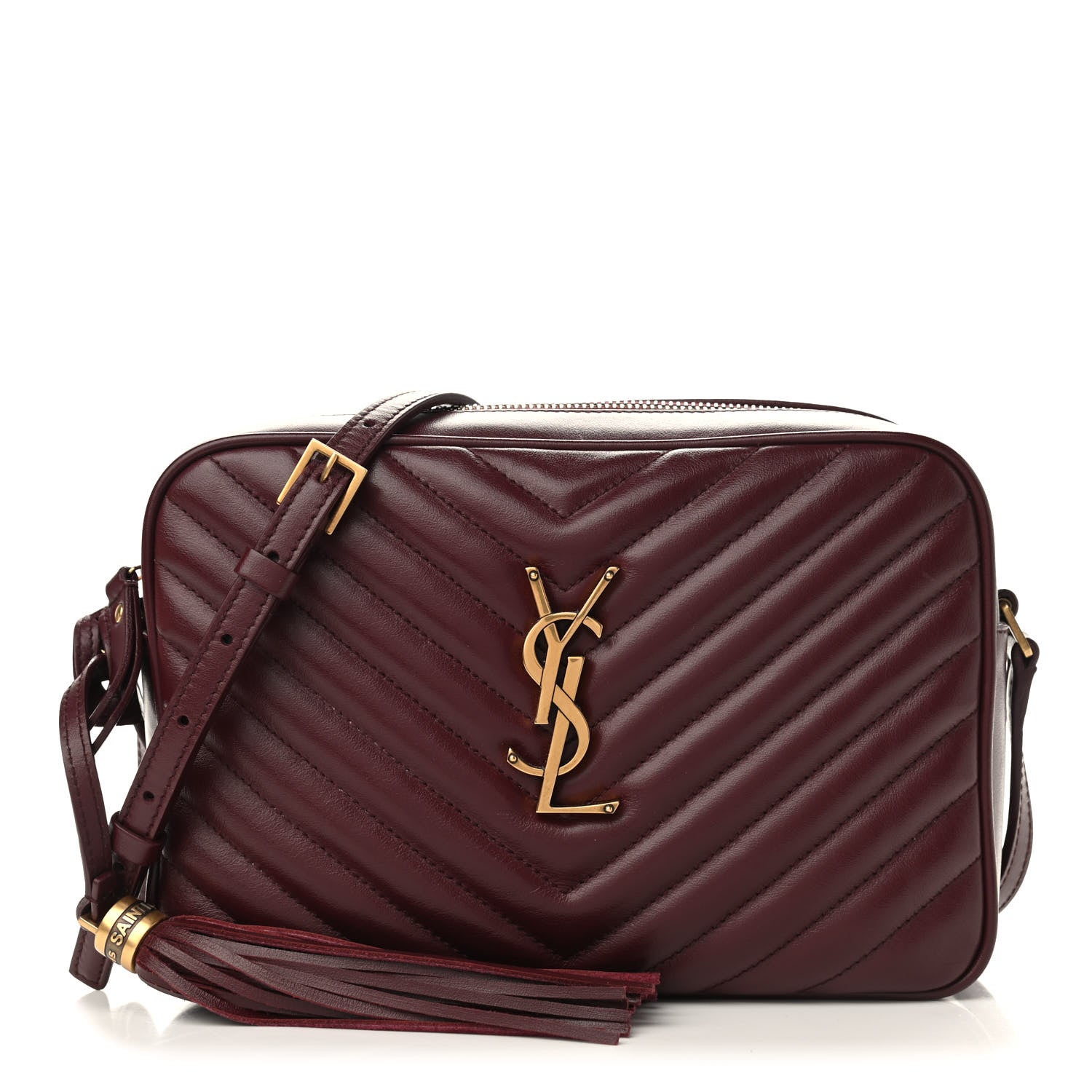 Saint Laurent Calfskin Matelasse Monogram Lou Camera Bag Dark Legion Red 1 of 9