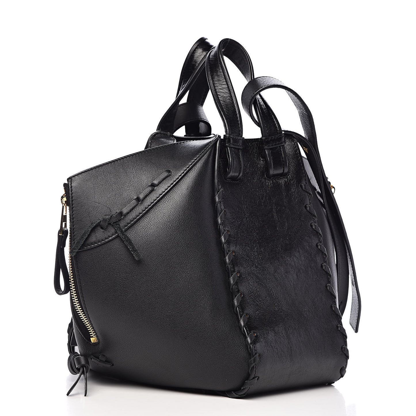 Calfskin Small Whipstitch Hammock Shoulder Bag Black