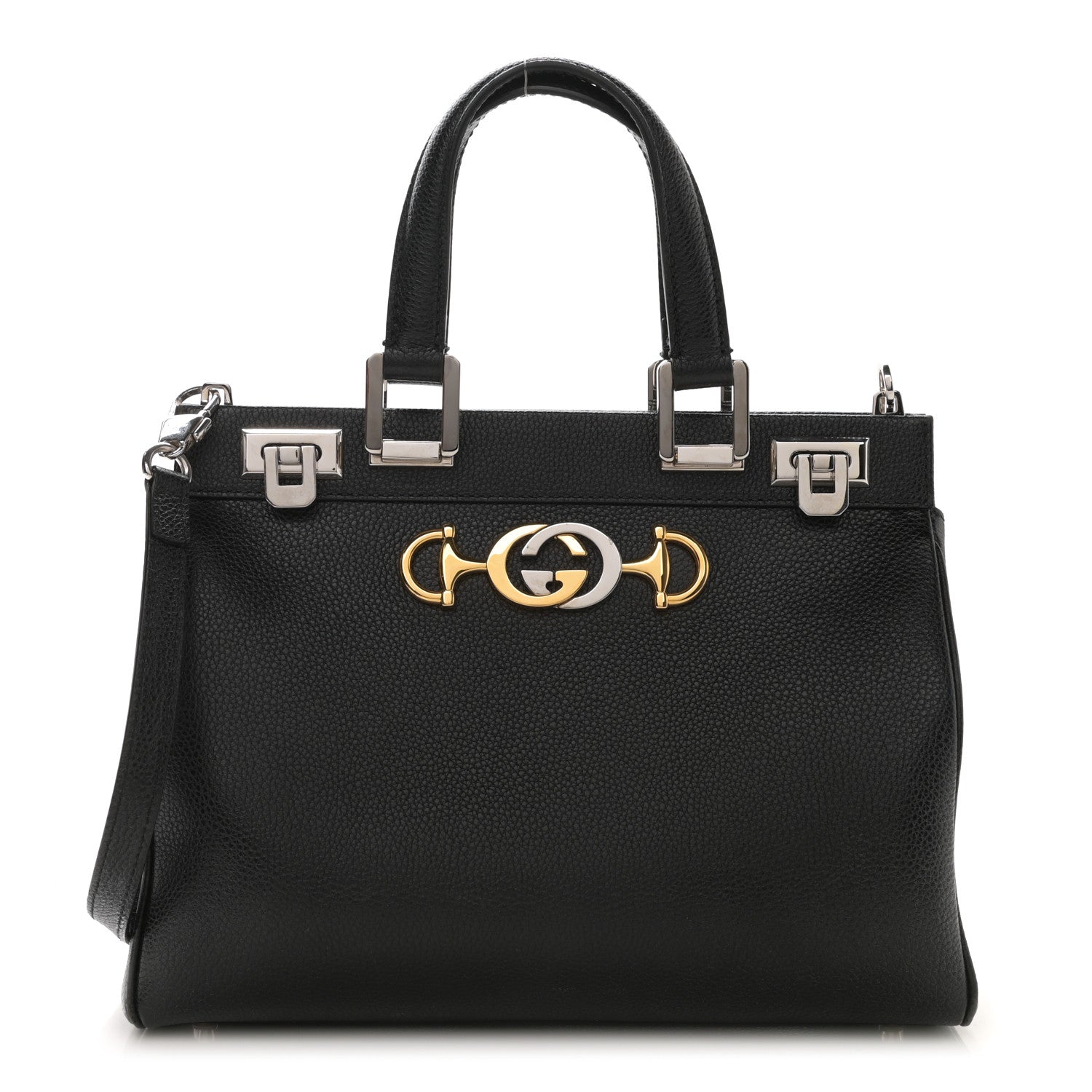 Gucci Grainy Calfskin Small Zumi Top Handle Bag Black 1 of 10
