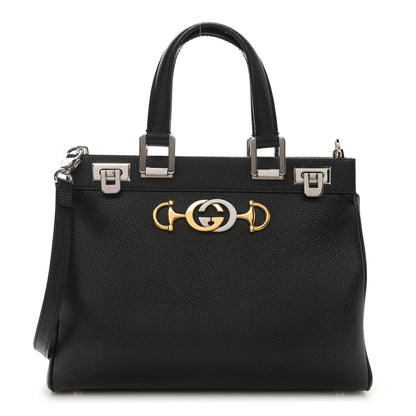 Gucci Grainy Calfskin Small Zumi Top Handle Bag Black 1 of 10