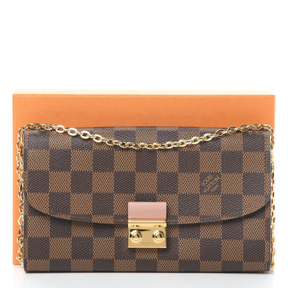 Louis Vuitton Damier Ebene Croisette Chain Wallet Rose Ballerine 11 of 11