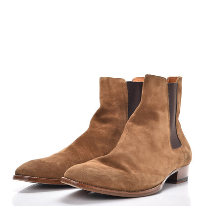 Saint Laurent Mens Suede Wyatt Chelsea Boots 48 Brown 3 of 13
