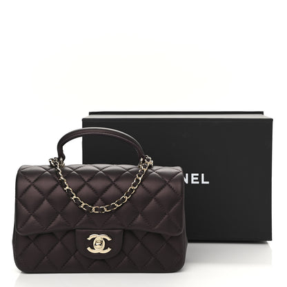 Chanel Iridescent Lambskin Quilted Mini Top Handle Rectangular Flap Burgundy 11 of 11